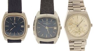 A lot of three Eterna men's wrist watches