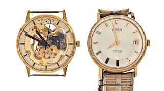A lot of two Vulcain wrist watches including a skeleton