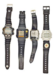 A lot of fourteen electronic watches with LCD displays
