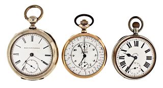 A lot of three pocket watches including a chronograph