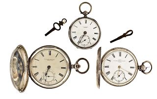 A lot of three English lever fusee pocket watches including one signed Dent