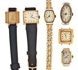 A lot of six lady's gold wrist watches