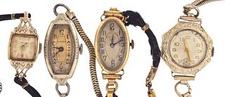 A lot of eight lady's gold wrist watches