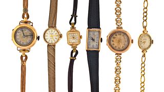 A lot of ten lady's gold wrist watches