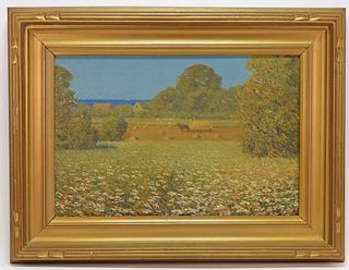 Harry Neyland Hay Field Landscape Painting