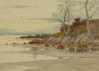 Samuel R. Chaffee Coastal Landscape WC Painting