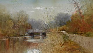 Samuel R. Chaffee Bridge Landscape Painting