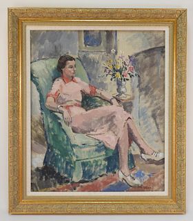 Benjamin Gibbon Sitting Female Portrait Painting