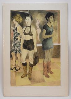 Raphael Soyer Three Women Eight Avenue Lithograph