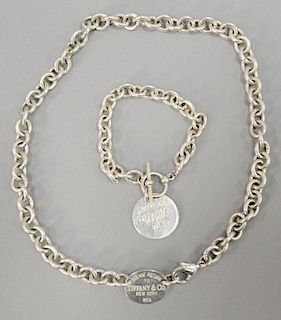 Tiffany & Co. sterling silver necklace along with a bracelet with sterling Tiffany tag.