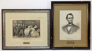 2PC Currier & Ives Abraham Lincoln Lithographs