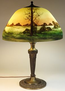 Moe Bridges Reverse Painted Sunset Table Lamp