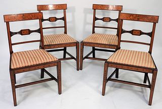 4PC Period Adams Inlaid Dining Chairs