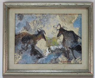 Bernard Gerstner Wild Bull WC Painting