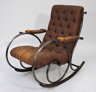 Lee L. Woodward Leather & Metal MCM Rocking Chair