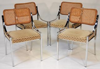 Vintage 1970's 4PC Cane Back Chrome Chairs