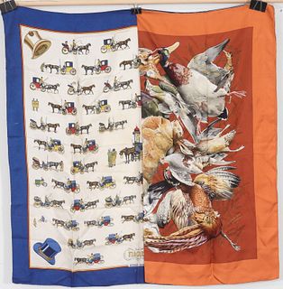 2PC Hermes Silk Stage Coach & Hunting Scarves