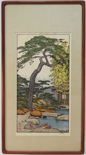 Toshi Yoshida Pine Tree Wood Block Print