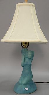 Van Briggle pottery seated figure/table lamp. figure ht. 9 1/2 in.