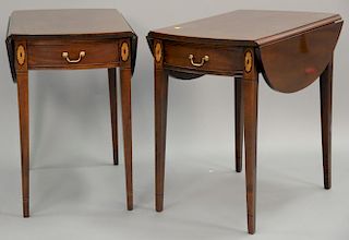 Pair of Hickory mahogany drop leaf Pembroke tables. ht. 28 in.; top: 17 1/2" x 28"