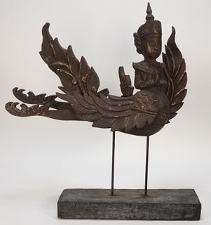Thai Garuda Carved Wood Sculpture