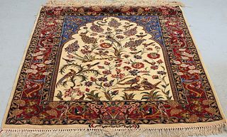 Middle Eastern Isfahan Botanical Prayer Rug