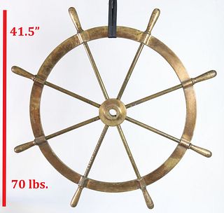 Large Solid Brass Ship Steering Wheel 