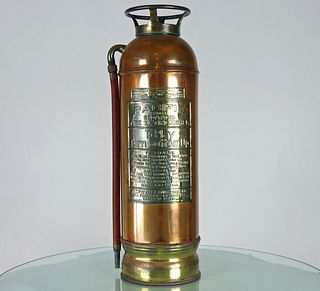 Antique Pacific Brass and Copper Fire Extinguisher 