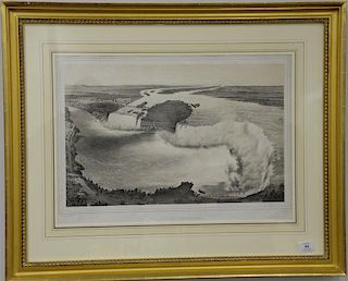 After John Bachman, tinted lithograph, Vue Generale de Niagara marked lower left: D'apres nature par Bachman, marked lower right Lit...