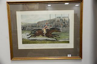 After Sydney R. Wombill, aquatint, "The Finish for the Derby 1885" engraved by C.R. Stock. 16 1/2" x 24 1/4" sight size