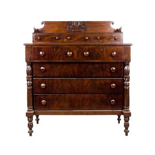19th C. American Empire 8 Drawer Dresser