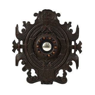 Rococo Style Heavily Carved Convex Shield Mirror 