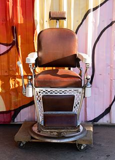 Emil J. Paidar Co. Brown Leather Barber Chair