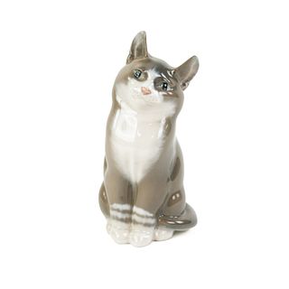 Royal Copenhagen Porcelain Grey Cat Figure No. 1803