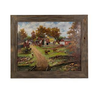 Pennsylvania Farmhouse and Barn O/B Painting