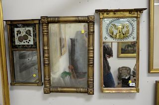 Three Federal style mirrors, two are two part mirrors and one with eagle. 20 3/4" x 10" to 24 1/2" x 11 1/4"
