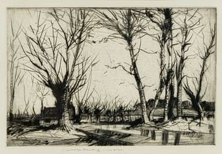 William Lee Hankey 'The Brook, Winter' Signed Etching 
