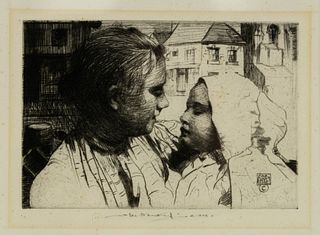 William Lee Hankey 'The Two Sisters' Signed Drypoint