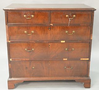 George III mahogany chest having two short drawers over three long drawers.  ht. 36 1/2 in.; case wd. 36 1/2 in.; dp. 20 in.  ...