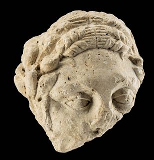 Lifesize Roman Limestone Relief Head of Female