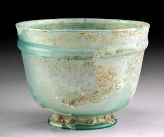 Lovely Iridescent Roman Glass Footed Bowl