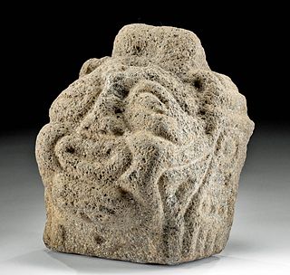 Large Maya Stone Head Fragment w/ Face of Wind Deity