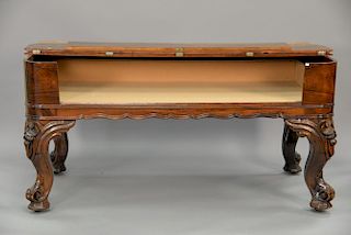 Victorian rosewood spinet desk made from square grand piano. ht. 37 in.; top: 37" x 74"