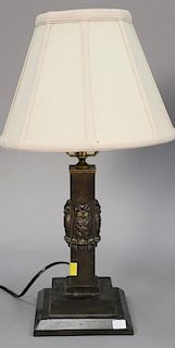 Brass owl lamp having four owls with glass eyes, total ht. 18 1/2 in.