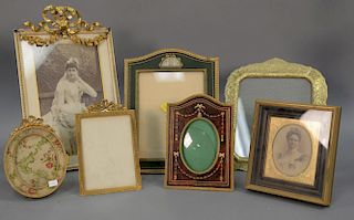 Group of six Victorian frames, two with leather. 7 1/2" x 5" to 14" x 11"