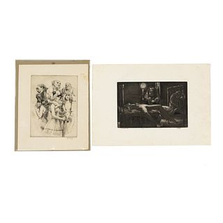 (2) Group of 2 James Yarbrough Nude Etchings 