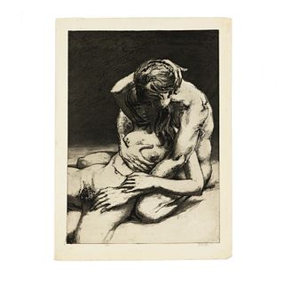 James Yarbrough Nude Couple Embrace Etching 