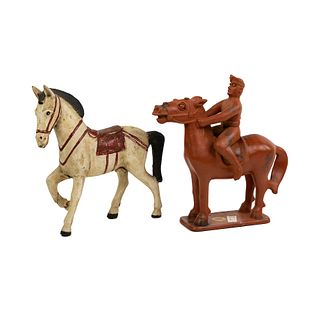 (2) Decorative Horse Figures - Sasak Pottery 