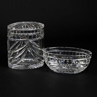 (2) Waterford Crystal Bowl and Lidded Jar Box