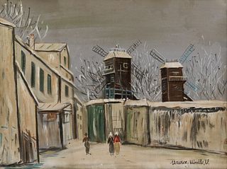 Maurice V. Utrillo Montmartre Gouache on Paper Painting